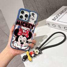 This Disney Mickey Mouse Pattern Lanyard Phone Case Features A Strong Magnetic Closure And Full Coverage Of Acrylic And TPU Material. It's Shockproof, Lightweight, And Suitable For IPhone17/16/11/13/15/15 Plus/15 Pro/15 Pro Max/12/14 Pro Max/11 Pro Max/12 Pro/12 Pro Max/13. It's A Popular Birthday Gift, Business Gift, Durable, Stain-Resistant, And Fingerprint-Resistant New Phone Case For Men And Women. It Also Includes A Mickey Mouse Phone Case And Mickey Mouse Doll Bracelet. Compatible With SamsungGalaxy S20, S21, S22, S23, And S24 Series. It's The Perfect Gift For Friends And Family. This Stylish Phone Case Is Fun, Lightweight, And Durable. IPhone17 Pro Max Phone Case, Minnie Phone Case. - 黑色 - 查看 5