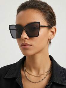 1 gọng kính mắt mèo gọng lớn, kiểu dáng kim loại, thời trang, phong cách retro, đa năng, phù hợp cho cả nam và nữ, thích hợp đeo hàng ngày. - Nhiều màu - Xem 7