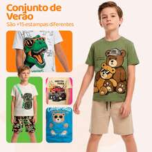 4-Piece Assorted Children's Summer Outfit For Boys - 2 Sets - Includes 2 T-Shirts + 2 Shorts - Đã in - Xem 2