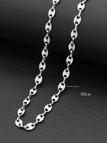 1 pieza Collar de cadena de grano de café estilo hip hop, unisex, acero inoxidable, disponible en oro y plata, forma de nariz de cerdo, gargantilla estilo punk - collar - Ver 5