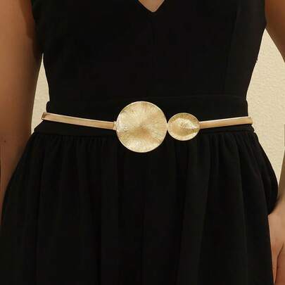 1pc Oversized Metal Circular Waist Chain, Classic Personalized Waist Chain, Elastic Body Chain