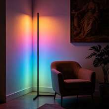 1/2pcs Corner Floor Lamp 61.42" (156cm) Modern RGB LED Mood Lighting With Remote APP Control, Music Sync, Mode, Timer, RGBCW 2700K-6000K Tall Standing Lamp For Living Room, Bedroom, - đen - Xem 2