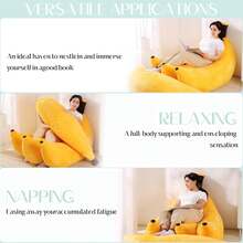 Banana Bean Bag Chair With Ottoman, Floor Sofa Bed With Footrest, Comfy Convertible Lounger Teens & Adults, Plush Couch Bedroom, Living Room Or Dorm,-Yellow - 黃色 - 查看 6