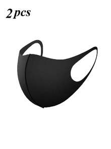 2pcs Knitted, Waterproof, Breathable Masks, Ice Silk Masks, Black Masks, Waterproof - Black - View 8