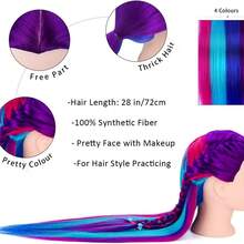 人体模型头美发造型训练模型美容娃娃头合成纤维假发带夹子支架 - 查看 7