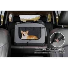 Hundebox Faltbar Hundetransportbox, robust Transportbox für Hund Groß Hundetasche Auto Haustiertransportbox für Unterwegs & Zuhause - Grau - Übersicht 7