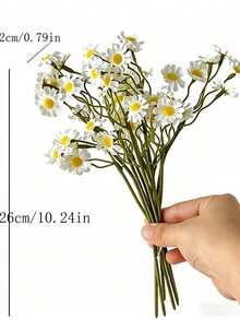 6/12/18/24 Pieces Of Chamomile Artificial Flower Bouquets, Small Daisy Artificial Flower Bouquets, For Living Room, Dining Table, Room, Party, Wedding, Birthday, Photography And Photo-Taking Decoration Props - Random Color Chamomile - View 6