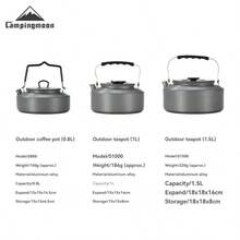 CAMPINGMOON 0.8升、1升、1.5升露营茶壶、户外水壶、大容量便携式铝合金咖啡壶 - 灰色 - 查看 8
