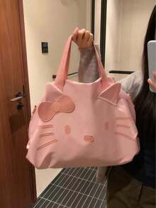 (Sanrio) 1pc - Hello Kitty Fashion Large Capacity Portable Travel Bag, Casual Cartoon Handbag For Women, Suitable For Travel, Sports, Fitness And Other Occasions, Back Luggage Strap For Convenient Carrying, Unisex, Ideal Choice For Vacation Travel - View 15