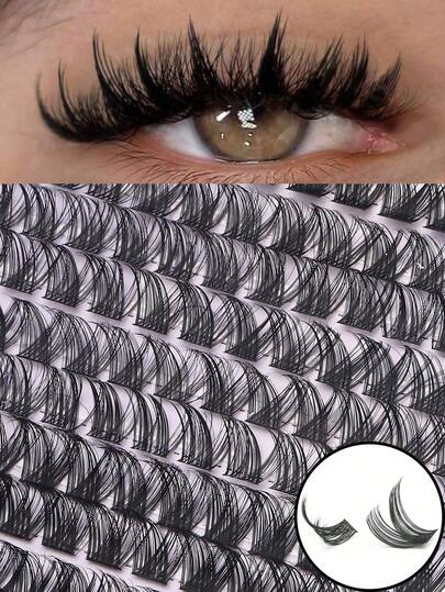 168pcs Wispy Cluster Lashes 8-16mm Mixed Length D Curl Fluffy Natural Look Individual Lashes Lightweight Soft Reusable DIY Eyelash Extension False Eyelashes Comfortable Daily Wear Lash Clusters For Party Cosplay Holiday Makeup