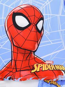 Marvel 青少年男孩蜘蛛侠主题印花短袖T恤+短裤套装，适合夏季户外日常穿着 - 藍色 - 查看 5