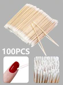100支/200支便携式卸甲棉签 - 清洁棉签，适用于健康美甲和化妆，可用于清洁指甲、卸除指甲油，旅行必备，卫生便捷，多功能美甲配件 - 彩色 - 查看 12