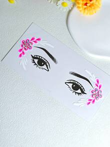 1 pieza Pegatinas de flores para la cara, pegatinas florales con gemas en colores rosas, pegatinas acrílicas impermeables, pegatinas de gemas de strass brillantes para las cejas y la cara, adecuadas para festivales de música, fiestas, cosplay, maquillaje facial, aspecto de concierto, gemas faciales - Multicolor - Ver 10