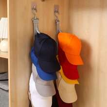 1 pieza Soporte para gorra de béisbol, unisex, con ganchos y clips, adecuado para armarios y puertas de gabinetes, se puede colgar en puertas o paredes como estante para almacenar gorras, ideal para entusiastas de las gorras de béisbol para almacenar y exhibir sombreros. Dormitorio, almacenamiento, organización del hogar, camiseta blanca, pantalones negros, ropa de invierno para mujer, vestido - Multicolor - Ver 10