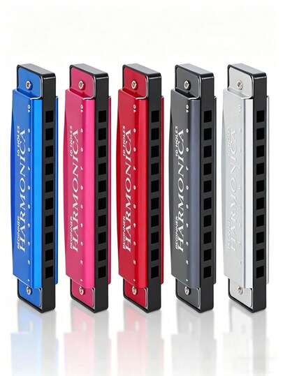 1 chiếc kèn harmonica 10 lỗ chất lượng cao, khóa C - Hộp đựng cứng bóng loáng - Nhạc cụ harmonica, vòng cổ harmonica tự làm, thích hợp cho người mới bắt đầu, trang trí tiệc, quà tặng cho người yêu âm nhạc.