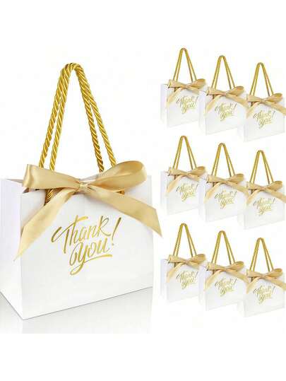 10/1/20 túi quà màu trắng có tay cầm, túi quà cảm ơn, kích thước khoảng 14 x 6 x 12 cm (5.5 x 2.36 x 4.7 inch), túi giấy quà tặng mini bán sỉ, thích hợp cho lễ rửa tội, sinh nhật, đám cưới, tiệc tùng, hộp quà ngày Valentine.