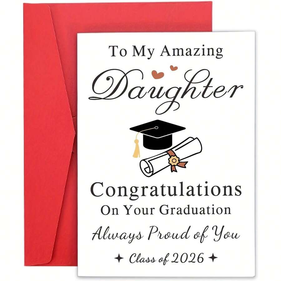1/3 Juegos de Tarjeta de Graduación 2026 como Regalo para Ella - Tarjeta de Graduación de Escuela Secundaria y Universidad 2026, Regalo para Hija, Mejor Regalo para Niñas, Tarjeta de Orgullo de la Clase de Graduación con Sobre - A - Ver 1