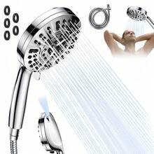 Der Handbrausekopf verfügt über 10 Strahlarten und wird mit einem 1,5 Meter langen Edelstahl-Schlauch geliefert – eine wassersparende Konstruktion mit einem G1/2-Zoll-Anschluss für flexible und komfortable Nutzung. - Einzeldusche - Übersicht 9