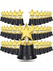 Cadeaux de remise des diplômes 12 pièces Mini trophée en plastique en forme d'étoile dorée, parfait pour la rentrée scolaire, les cadeaux de remise des diplômes, les événements sportifs et les cérémonies de remise de prix. Fabriqué en plastique, ce trophée en forme d'étoile est idéal pour les récompenses, trophées en forme d'étoile à cinq branches - multicolore - Voir 2