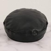 Korean-Style PU Leather Textured Flat-Top Newsboy Cap With Belt Buckle, Suitable For Outdoor Travel, Versatile And Stylish Sun-Shading Cap - màu đen - Xem 4