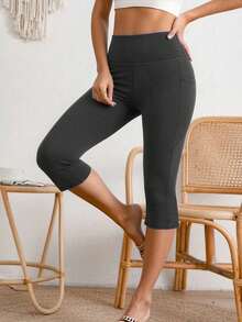2pcs/Set Women Sports Leggings, Tight Yoga Pants, 3/4 Length Compression Tights For Fitness Running - Multicolor - View 2
