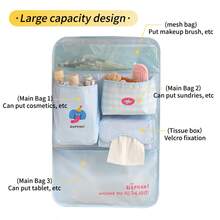2/3 Layers Cute Cartoon Car Seat Back Organizer, Auto Storage Bag With Transparent Phone Pocket & Tissue Holder For Car Dorm Desk - Multicolor - View 7