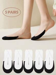 1/2/5/6 Pairs High Heel Invisible Socks, Silky Half-Palm Non-Slip Invisible Socks, Low-Cut Boat Socks For Flats & Sandals, Anti-Chafing - Multicolor - View 8