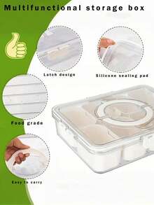 1pc Snack Container With Lid And Handle Tray - Portable Snack Platter - Transparent Fruit Snack Storage Box, Ideal For Road Trips, Not Dishwasher , Essential Item. Candy Bag, Plate, Party Plate, Elegant Plastic Plate, Gift Bag, Bowl, Food, Mother's Day, Mom, Mother's Day Gift, Flowers, Jewelry, Mother's Day Decor, Mother's Day Party Supplies, Women, Pink, Gift Set - Multicolor - View 9