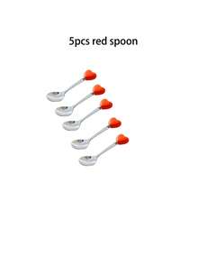 1/2/5/10pcs Spoons & Forks Set, Colorful Macaron Handle Stainless Steel Flatware, Creative Fruit Fork, Enamel Stainless Steel Handle Spoon,School Supplies - Multicolor - View 13