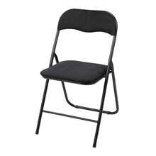 Well Home Folding Velvet Chair, Black, 40x38cm Seat, Padded, Metal Frame - Black - View 1