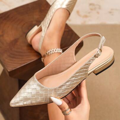 Elegant Solid Color Women's Shoes, With Ankle Strap, Low Lightweight Low Heel, Pointed Toe, Women's Low Heel Shoes