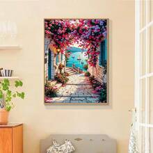 1Pc Sunny Island Flower Sea View 5D Diamond Painting Kit, Full Drill Diamond Embroidery, DIY Cross Stitch Mosaic Art, For Beginners, Home Wall Decoration & Holiday Gift 30x40cm/11.81x15.75inch - 查看 4