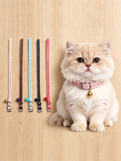 1pc/ Colorful Rivet Belled Cat Collar, Adjustable PU Leather Pet Collar (Suitable For Cats And Small Dogs), Durable Metal Clasp Cat And Dog Necklace, Cute Pet Accessory