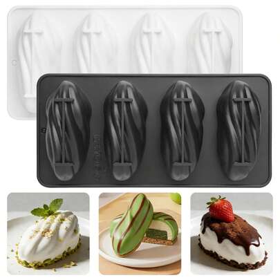 1PC 4 Even Pistachio Nut Shaped Mousse French Chiffon Cake Baking DIY Silicone Mold Manual Mold Model