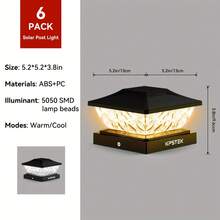 Post Cap Lights Suitable For 4x4 4.5x4.5 5x5 Posts - Outdoor Solar Deck Lights With -Controlled Solar Lights, Plastic Fence & Deck For Garden,, Balcony, Rooftop (Black) - Post Cap Lights (Black) - 查看 12