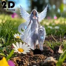 2D Flat Integrated Luminous Angel And Wolf Garden Stake Decor, Outdoor Yard Garden Lawn Decoration, Flower Bed Decor Stake, Suitable For Yard, Lawn, Potted Plants - Holiday Decor, Ideal Gift For Friends, Garden Decoration, Lawn Decor - 520 - View 6