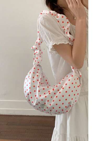 Túi đeo chéo tay chấm bi ngọt ngào kiểu Hàn Quốc, nhẹ, đa năng, mềm mại như mây.