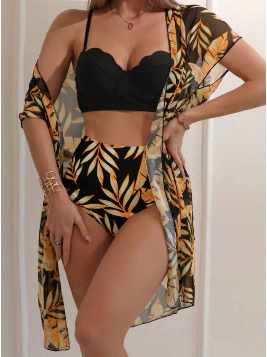 Women Tankinis - Black and Yellow - View 1