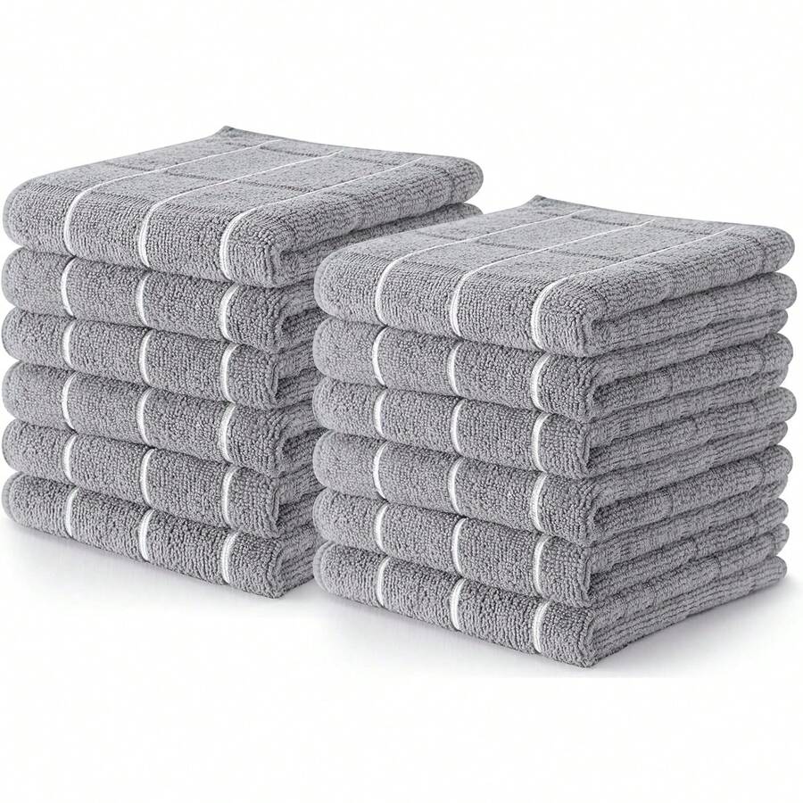 Utopia Towels 12 Pack Wash Cloths Set, 12 By 12 Inches, Highly Absorbent And Super Soft Microfiber Fingertip Towels, Multi-Purpose Washcloths For Bathroom, Kitchen, Hotel, Spa, And Gym (Grey) - 灰色 - 查看 1