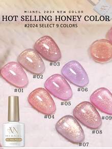 MIANEL Honey-Colored Glitter Gel Nail Polish 2026 New Whitening Rhinestone Nail Polish Suitable For Green, White, Pink Nails In Spring And Summer - Multicolor - View 22