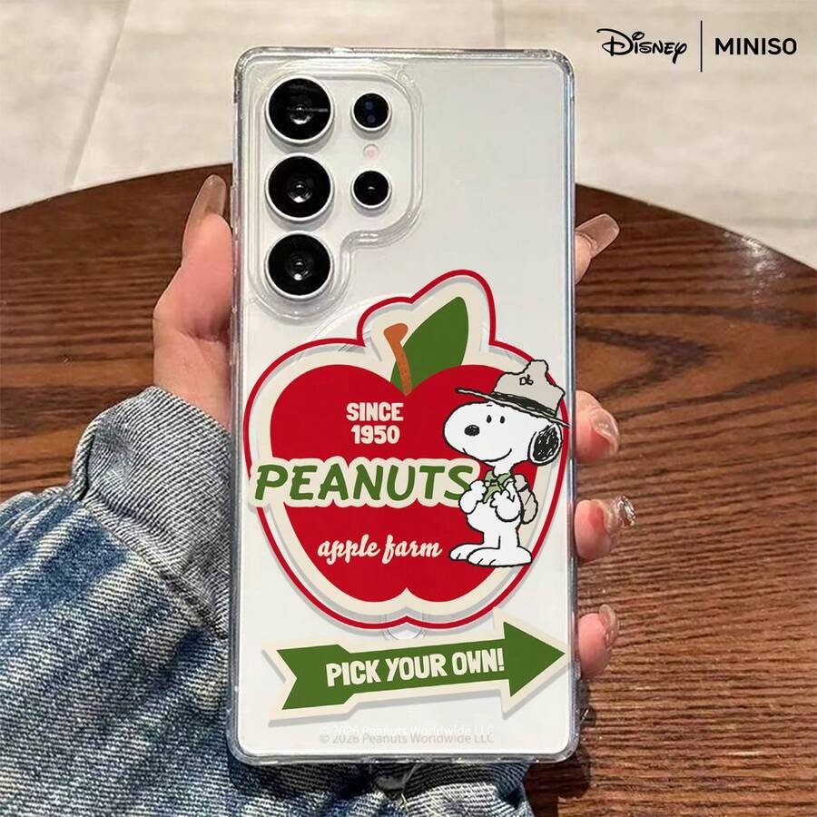 Ốp lưng điện thoại từ tính trong suốt hình Snoopy Nông trại táo MINISO cho Samsung S26 Ultra/S26 Edge/S26 Plus/S26/S25 Ultra/S25 Plus/S25/S25FE/S25Edge/S24Ultra/S24Plus/S24/S24FE/S23FE/S23Ultra/S23Plus/S23/S22Ultra/S22Plus/S22/A15/A16/A17/A35/A36/A37/A54/A55/A56/A57 Quà tặng Giáng sinh cho bạn gái - Trong sáng - Xem 1