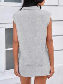 ZZL Fisoew Womens 2 Piece Skirt Sets Summer Sleeveless Half Zip Sweatshirt Athletic Skorts Tennis Outfits Casual Sweatsuits#SpringStatements - 黑色 - 查看 4