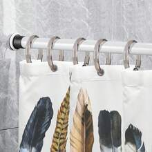 12 Pack Light Taupe Shower Hooks – O Shaped Transparent Plastic Curtain Rings For Bathroom Shower Rod - Transparent - View 5