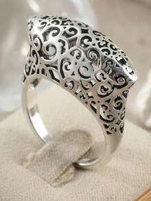 1pc Vintage Asymmetrical Angled Ring, Suitable For Women. This Is An Ideal Jewelry Gift For Weddings, And A Perfect Present For Her. - Silver - View 8
