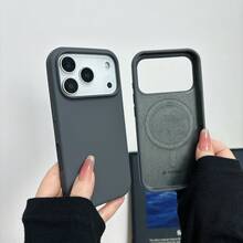 1. 极简液态硅胶磁吸无线充电保护壳，兼容 17 Air、16、14、13、12、15 Pro Max Plus，带绒面摄像头保护 - 灰色 - 查看 1