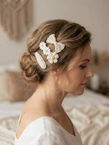 Set de 10 pinzas para el cabello, accesorios de cabello dulces para niñas, adecuados para uso diario y ocasiones especiales, decoraciones de peinado lindas y livianas - Multicolor - Ver 2