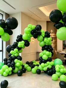133/104/80件組 霧面萊姆綠加厚乳膠氣球拱門花環套裝，5/10/12/18英吋多尺寸氦氣球，叢林恐龍熱帶風生日訂婚性別揭曉婚禮週年畢業新娘婚前派對主題裝飾用品 - 淺綠色 - 查看 6
