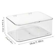 Crystal Clear PET Plastic Storage Box With Lid - Lightweight Rectangular Desktop Organizer, Polished Finish Multi-Use Container For Office Supplies, Makeup, Jewelry-Durable Jewelry Organizer | Modern Organizer, Jewelry Organizer Storage - Multicolor - View 7