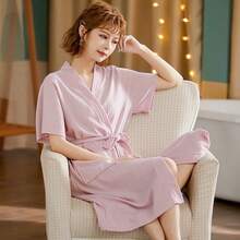 1 pieza Bata larga y ligera de estilo waffle para mujer, bata de novia y dama de honor para la mañana de la boda - Pluma ligera y suave, bata de baño para piscina al aire libre con gran absorción y secado rápido, uniforme de SPA de hotel, diseño unisex de mezcla de algodón resistente. - Multicolor - Ver 12