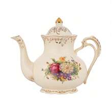 Exquisite European-Style Drinkware Set, Includes Large Teapot, Coffee Pot, Coffee Cups & Saucers, Tea Cups, Multiple Capacity Options, Porcelain Material With Gold Trim Design, Suitable For Family Gatherings, Halloween, Thanksgiving, Christmas, Father's Day, Mother's Day, Valentine's Day Gifts - Multicolor - View 13